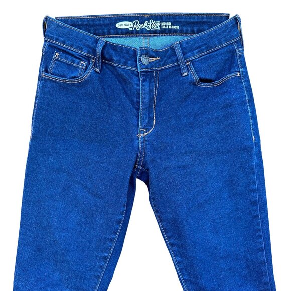 Old Navy Rockstar Mid Rise Dark Blue Jeans Size 4 - Picture 3 of 10